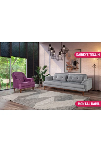 Perla Sofa   Madrid Koltuk Takımı Babyface Açık Gri ürün görseli 1