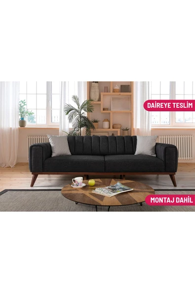 Perla Sofa   VELAR YATAKLI KANEPE KETEN ANTRASİT ürün görseli 1