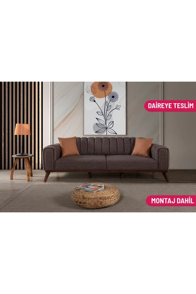 Perla Sofa   VELAR YATAKLI KANEPE KETEN KAHVE ürün görseli 1