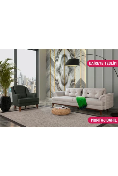 Perla Sofa   Madrid Koltuk Takımı Keten Krem ürün görseli 1