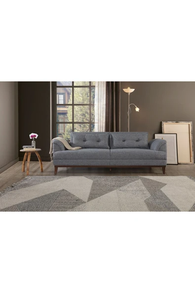 Perla Sofa   Madrid Üçlü Yataklı Kanepe Keten Açık Gri ürün görseli 1