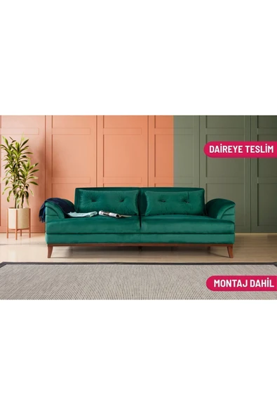 Perla Sofa   Madrid Üçlü Yataklı Kanepe Babyface Yeşil ürün görseli 1