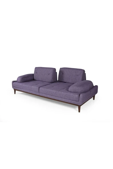 Perla Sofa   NELSON ÜÇLÜ KOLTUK KETEN MOR - Resim 8