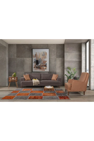Perla Sofa   NOBİS YATAKLI KOLTUK TAKIMI KETEN KAHVE ürün görseli 1