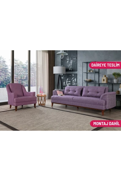 Perla Sofa   Madrid Koltuk Takımı Keten Mor ürün görseli 1