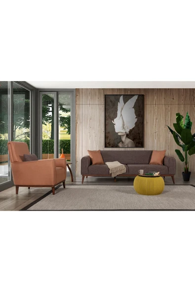 Perla Sofa   SENECA KETEN KOLTUK TAKIMI, KAHVE ürün görseli 1