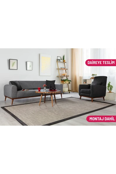 Perla Sofa   SENECA KETEN KOLTUK TAKIMI, GRİ ANTRASİT ürün görseli 1
