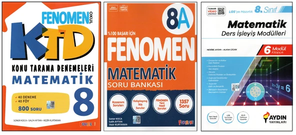 FENOMEN 8. SINIF KTD+8A+AYDIN DERS İŞLEYİŞ M. MATEMATİK (3 KİTAP) ürün görseli 1