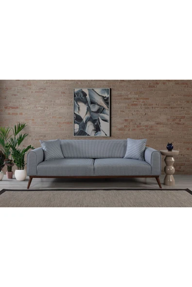 Perla Sofa   SENECA YATAKLI KANEPE KETEN AÇIK MAVİ KAZAYAĞI ürün görseli 1
