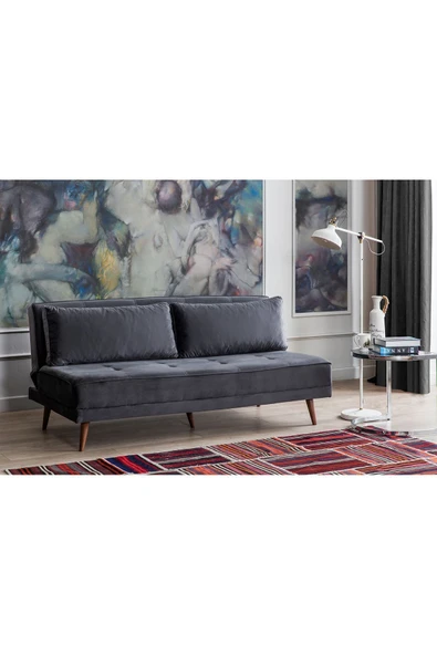 Perla Sofa   RETRO KOLSUZ YATAKLI KANEPE ANTRASİT ürün görseli 1