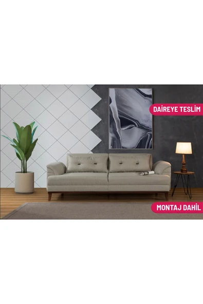 Perla Sofa   Madrid Üçlü Yataklı Kanepe Açık Yeşil Kazayağı ürün görseli 1