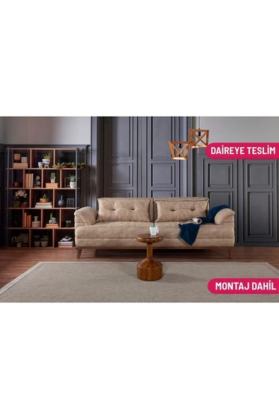 Perla Sofa   Madrid Üçlü Yataklı Kanepe Bora Krem ürün görseli 1