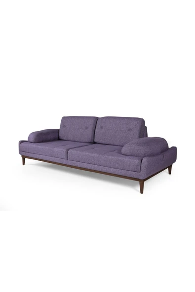 Perla Sofa   NELSON ÜÇLÜ KOLTUK KETEN MOR - Resim 3