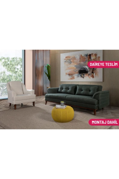 Perla Sofa   Madrid Koltuk Takımı Keten Yeşil ürün görseli 1