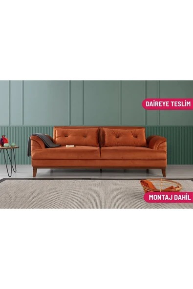 Perla Sofa   Madrid Üçlü Yataklı Kanepe Babyface Turuncu ürün görseli 1
