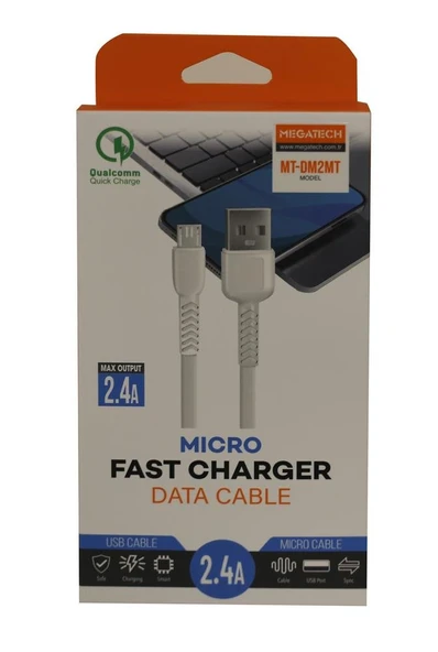 Megatech MT-DM2MT 2.4A Micro 2mt Data Şarj Kablosu ürün görseli 1