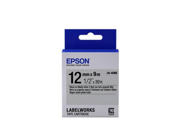 Epson LK-4SBE Gümüş Üzeri Siyah 12mm 9Metre Etiket ürün görseli 1