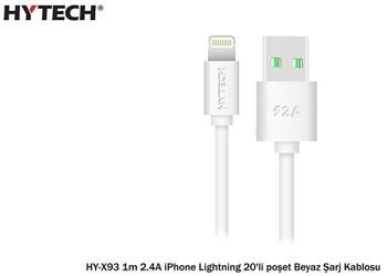 Hytech HY-X93 1m 2.A iPhone Lightning Beyaz Şarj Kablosu - Resim 2