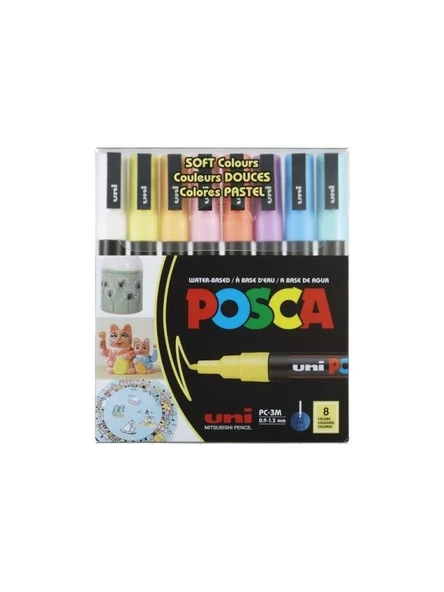 UNI POSCA MARKORU PC-3M/8C 0.9-1.3 SC SOFT 8 LI ürün görseli 1