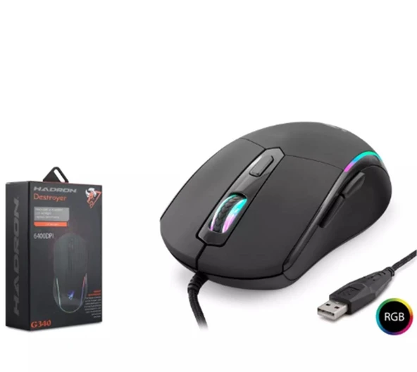 Hadron Destroyer G340 Rgb 6 Buttons Usb 6400 Dpı Oyuncu Mouse (1,40cm Kablo Uzunluğu) ürün görseli 1