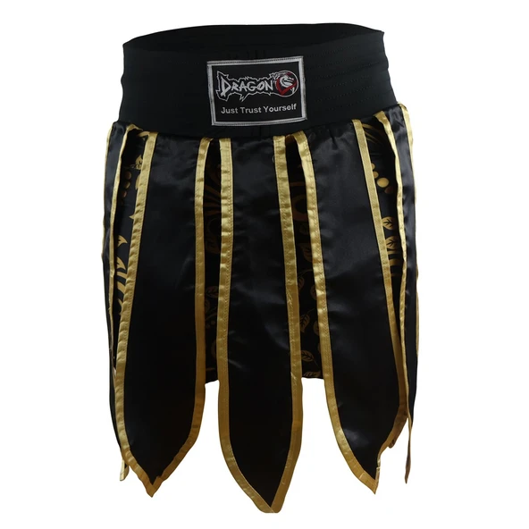 DragonDo MT3031 Muay Thai Kick Boks Şortu Taytlı Püsküllü Şort Siyah ürün görseli 1
