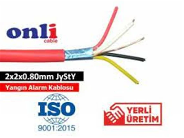 Onli ON-0208 2x2x0,80mm J-Y(st)Y...Lg CCA 100 metre Yangın Alarm Kablosu ürün görseli 1