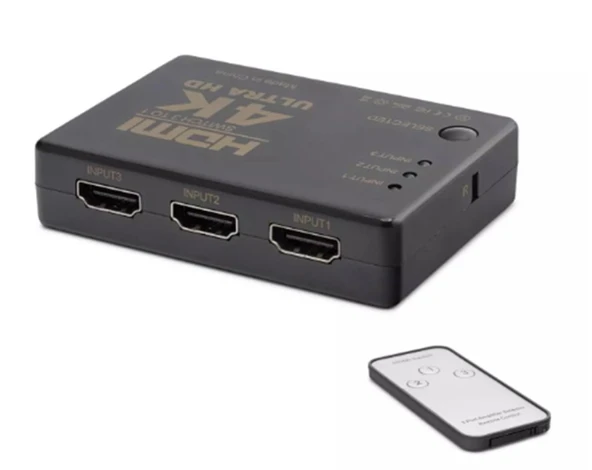 Hadron Hdx1308 3 port Hdmi Switch 3Giriş 1Çıkış 4K Kumandalı ürün görseli 1