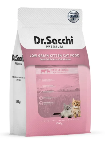 Dr.Sacchi Düşük Tahıllı Sığır Etli ve Kuzu Etli Açık Yavru Kedi Maması 1 Kg ürün görseli 1