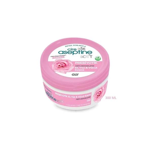 CİRE ASEPTİNE SOFT PREBİYOTİK GÜL EL, YÜZ VE VÜCUT KREMİ 300 ML ürün görseli 1