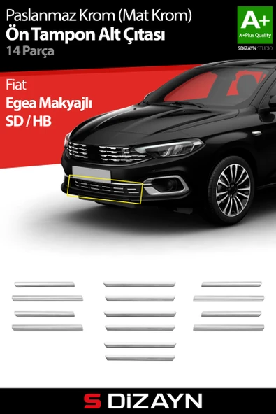 S-Dizayn Fiat Egea Krom Ön Tampon Alt Çıtası Diamond Model 14 Prç. 2020 Üzeri (Mat Krom) A+ Kalite ürün görseli 1