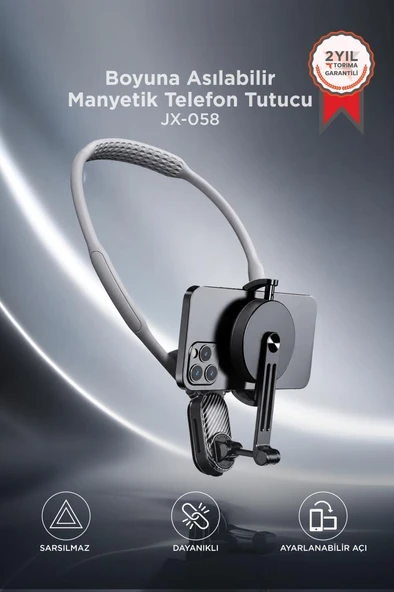 Telefon Tutucu Boyuna Asılabilen Manyetik Tutucu JX058 Gri ürün görseli 1