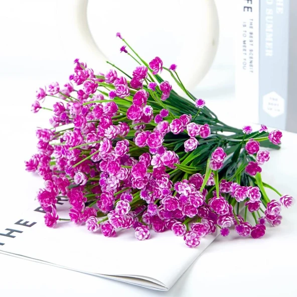 Nettenevime 6lı Set Yapay Çiçek Sazlı Lotus Lila Renk 7 Dal Plastik  30cm ürün görseli 1