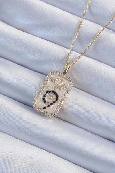 Mey İthalat® 316L Çelik Zincir Altın Renk Zirkon Taşlı Minimal Papatya Figürlü Tarot Kolye ürün görseli 1