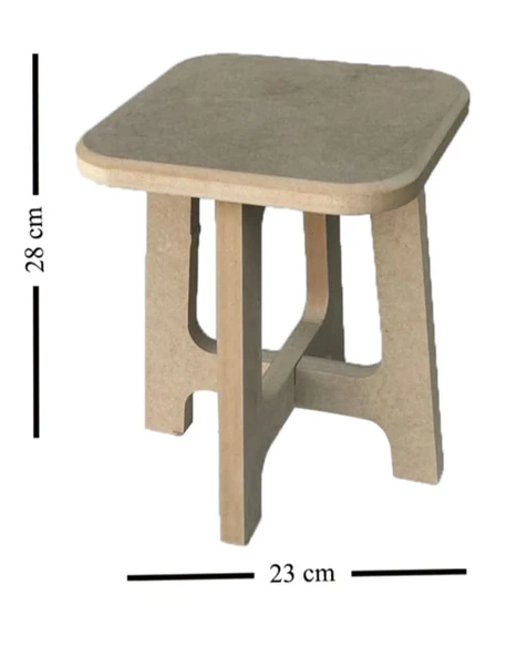 Boyanabilir Ahşap MDF Kare Demonte Tabure 23x28 cm ürün görseli 1