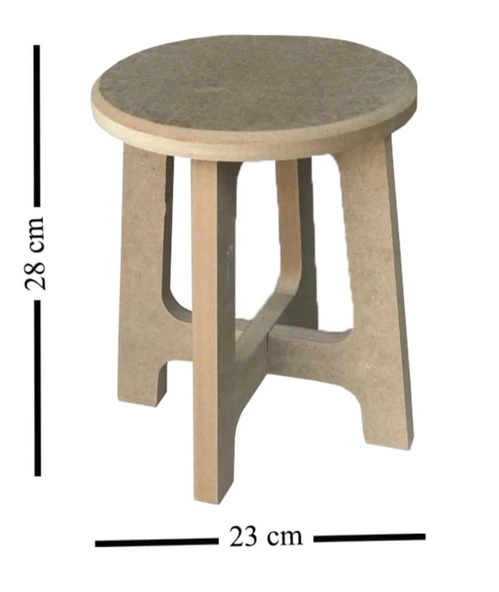 Boyanabilir Ahşap MDF Yuvarlak Demonte Tabure 23x28 cm ürün görseli 1