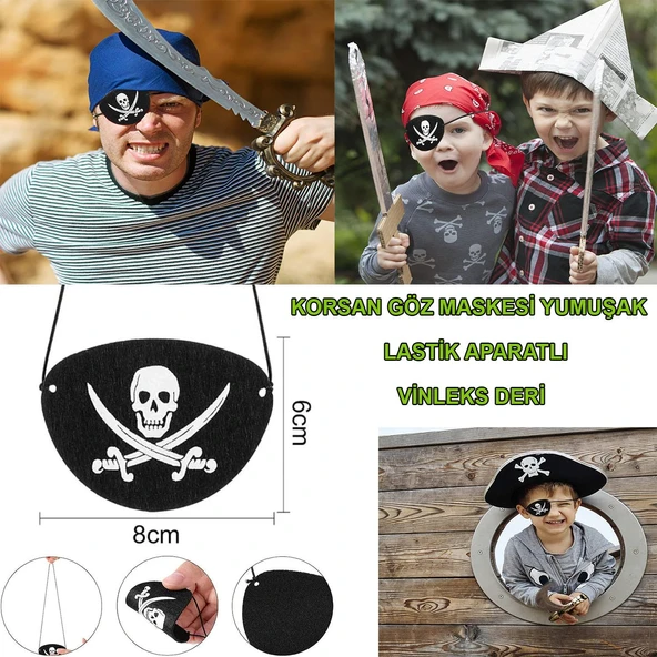 Vinleks Deri Korsan Göz Bandı Lastikli ürün görseli 1