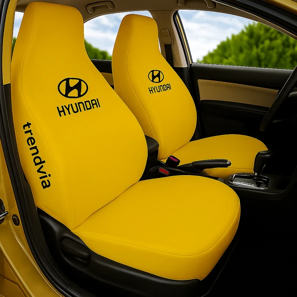 Hyundai Logolu Sarı Oto Koltuk Kılıfı Seti  Ön ve Arka Koltuklara Uygun Servis Kılıfı ürün görseli 1