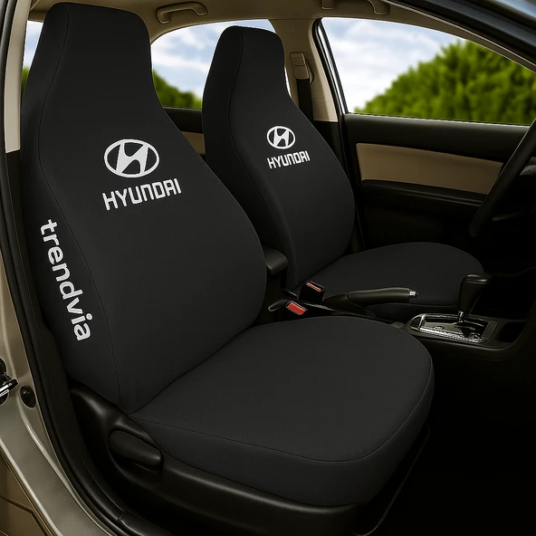 Hyundai Logolu Siyah Araç Koltuk Kılıfı Ön ve Arka Koltuklara Uygun Penye Servis Tipi Takım ürün görseli 1