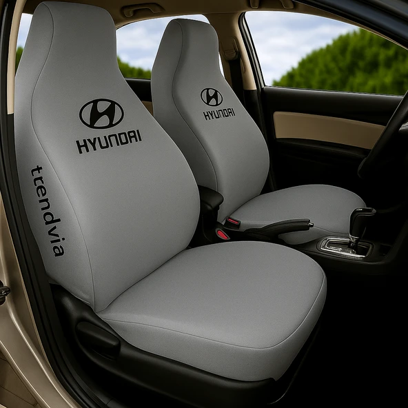 Hyundai Logolu Açık Gri Ön Arka Oto Koltuk Kılıfı Seti Araç İçi Koltuk Koruma ürün görseli 1