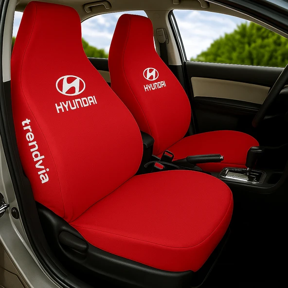Hyundai Logolu Kırmızı Araç Koltuk Kılıfı  Ön ve Arka Koltuklara Uygun Servis Kılıf Seti ürün görseli 1