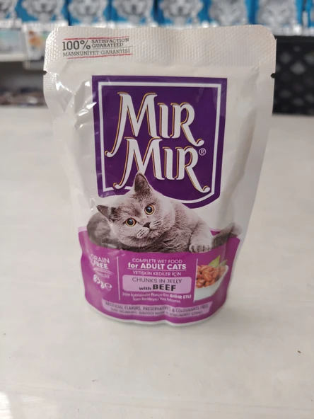 MIR MIR JÖLE İÇERİSİNDE PARÇA ETLİ SIĞIR ETLİ 85GR GR YAŞ MAMA (24 ADET) ürün görseli 1