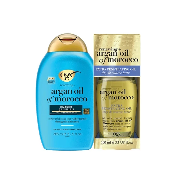 Organix Argan Oil of Morocco Şampuan 385 ml+Argan Saç Bakım Yağı 100 ml Set ürün görseli 1