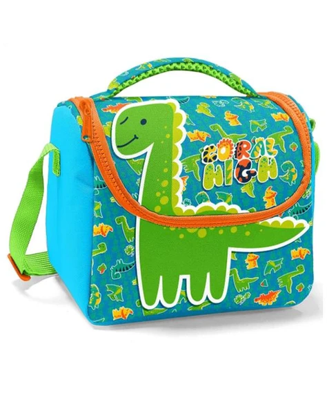 Coral High Kids Mavi Yeşil Dinozor Desenli Thermo Beslenme Çantası 12792 ürün görseli 1