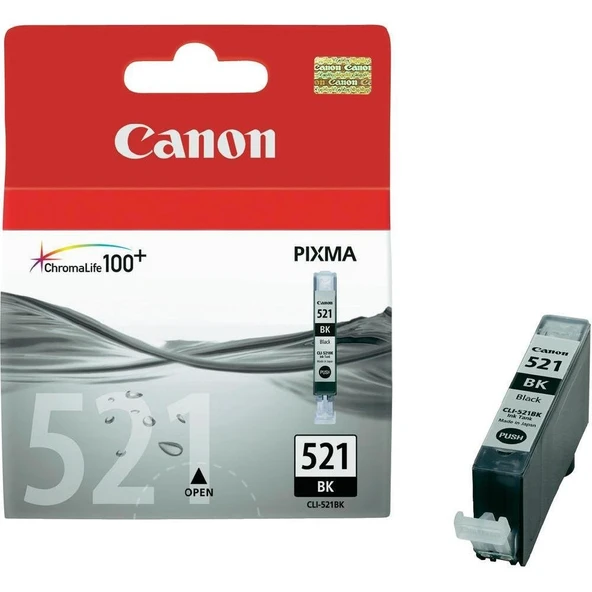 Canon CLI-521BK Black Siyah Mürekkep Kartuş MP260-540-550-560-620-630 MX860-870 ürün görseli 1
