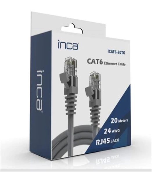 INCA ICAT6-01TG Cat6 1 Metre Gri Kablo ürün görseli 1