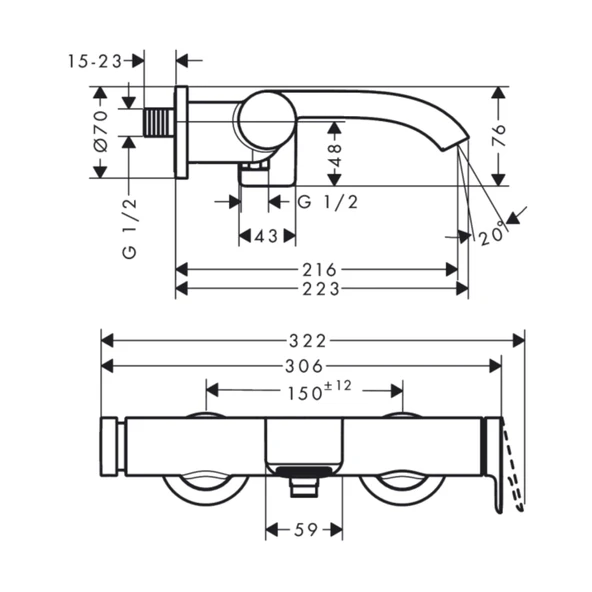 Hansgrohe Vivenis Aplike Banyo Bataryası - Resim 3