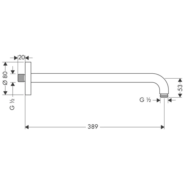 Hansgrohe Duş Dirseği 389 mm Krom - Resim 2