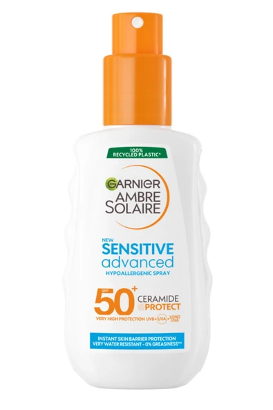 Garnier Ambre Solaire Hipoalerjenik Güneş Spreyi SPF 50+ – 150 ml | Hassas Ciltler İçin Yüksek Koruma, Parfümsüz, Suya Dayanıklı ürün görseli 1