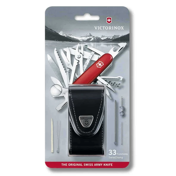Victorinox 1.6795.LB1 Swiss Champ (33) Deri Kılıflı Çakı (Blisterli) ürün görseli 1