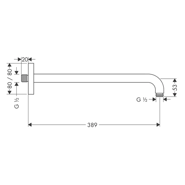 Hansgrohe Duş Dirseği 389 mm Krom - Resim 3